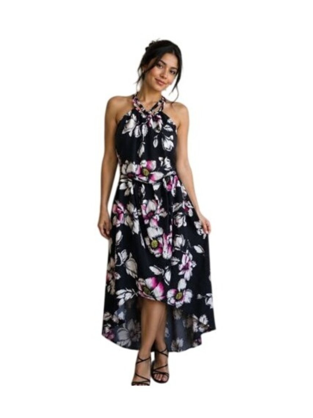 City Chic Black Floral Halter Dress Born Romantic Size XL With Tags